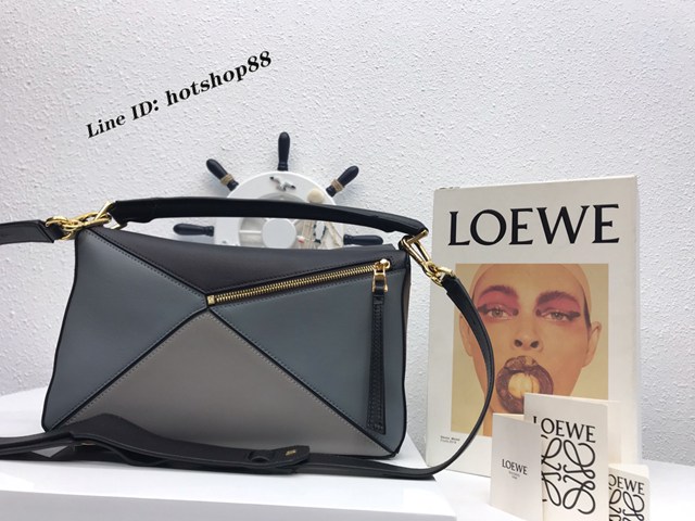 Loewe專櫃羅意威女款Puzzle系列中號拼色純色手提手拎單肩斜挎包 10171 lyw1293